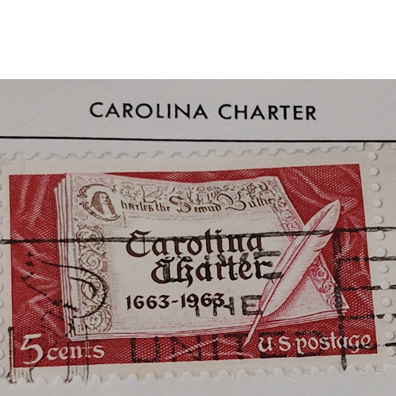 1963 Scott #1230  5¢ Carolina Charter Tercentenary / Quill & Document – Canceled