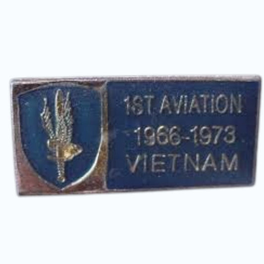 1st Aviation Brigade Vietnam Novelty Hat Lapel Pin 1" × 1/2" Vintage NOS