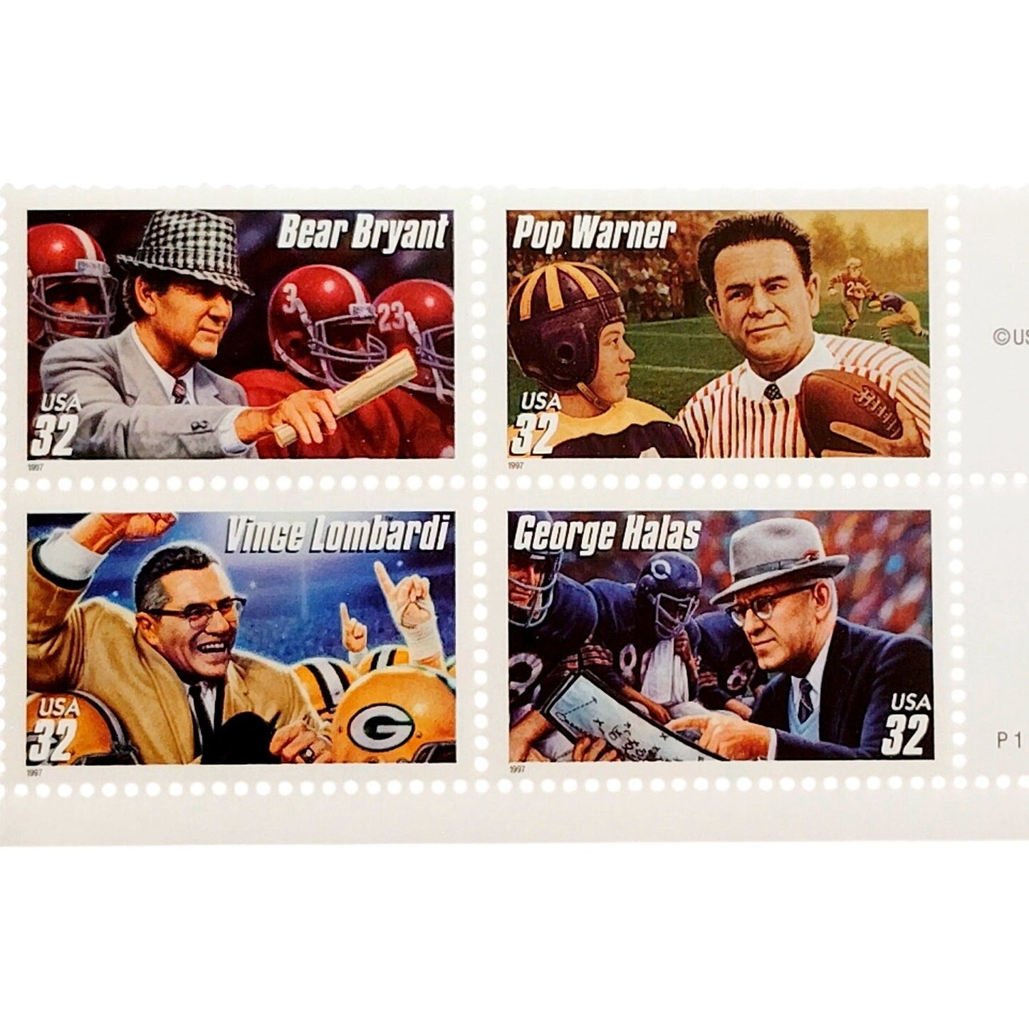 Block of 4 – 1996 USA 32¢ Legendary Football Coaches MNH Scott 3143–3146