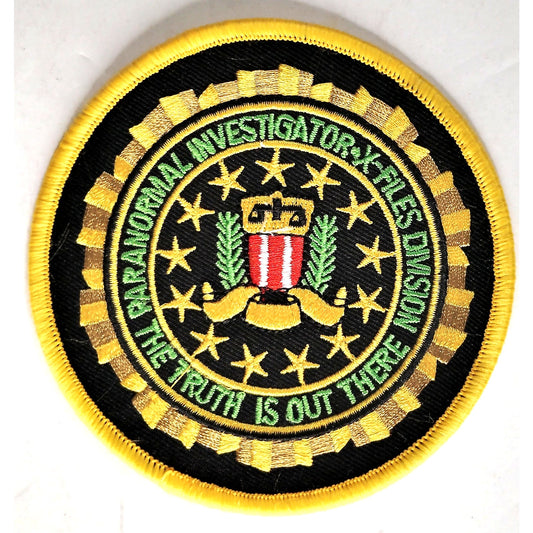 X‑Files Paranormal Investigator Patch 3‑5/8" Dia Iron‑On Sew‑On