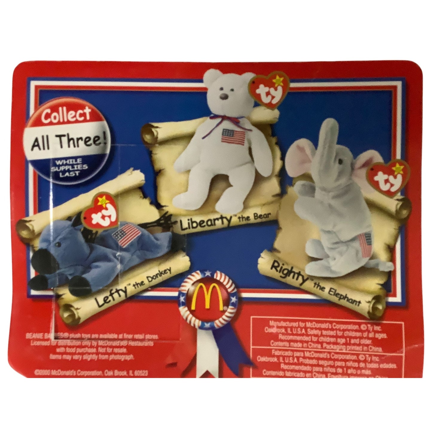 Libearty the Bear, McDonald's Vintage 2000 Kid Premium U.S.A. TY Beanie Babies