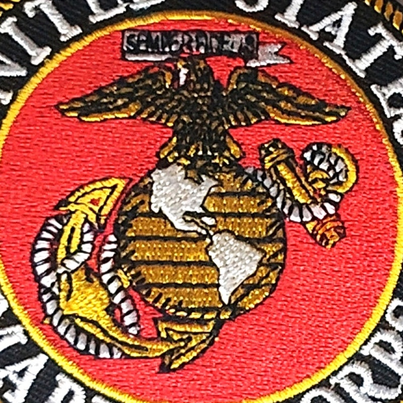 USMC Retired Patch Eagle Globe Anchor Round Sew‑On 3‑5/8" × 3‑5/8"