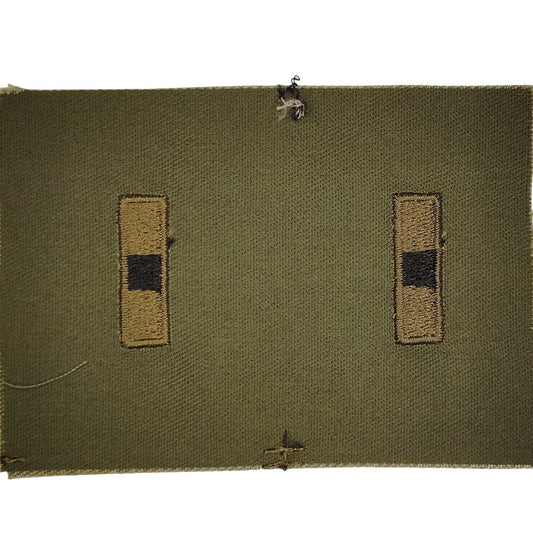 US Army WO1 Warrant Officer 1 Subdued OD Green Collar Device Patch Pair