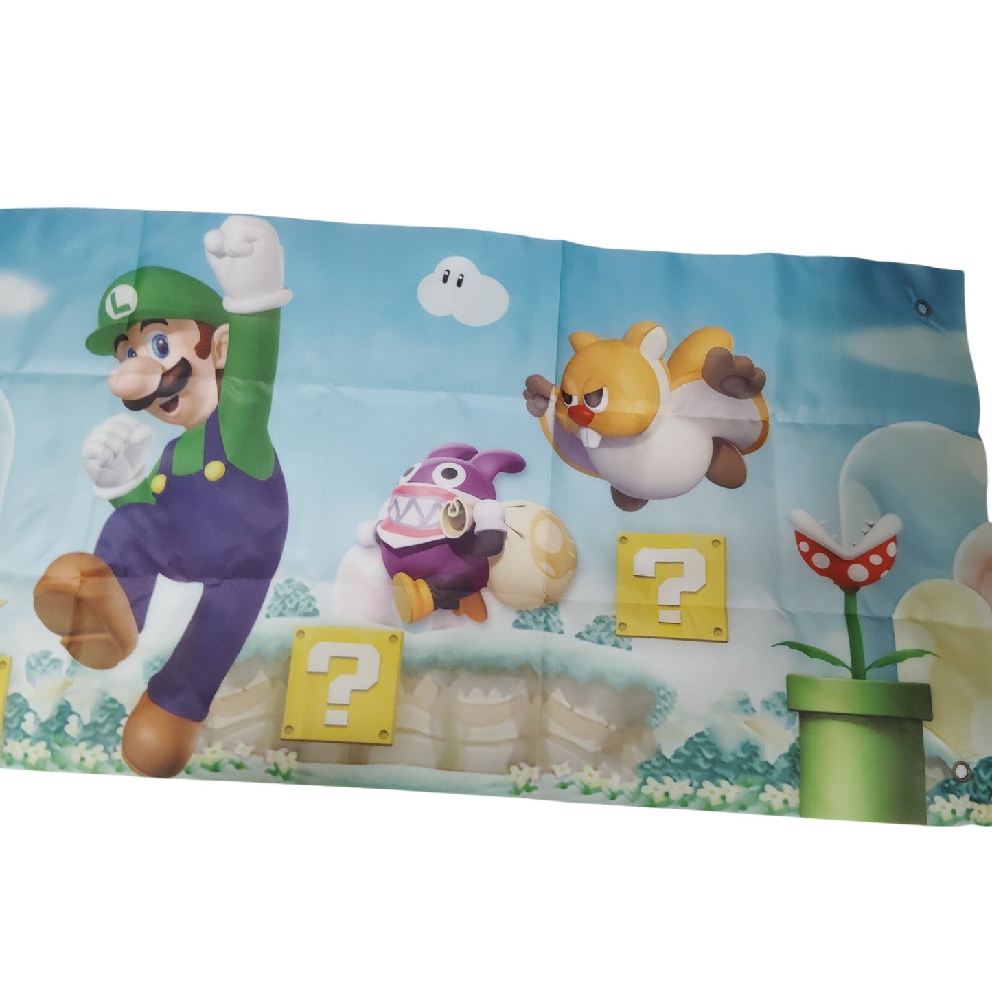 Super Mario Bros Birthday Banner 120" x 19" Includes 25 Mario Character Balloons