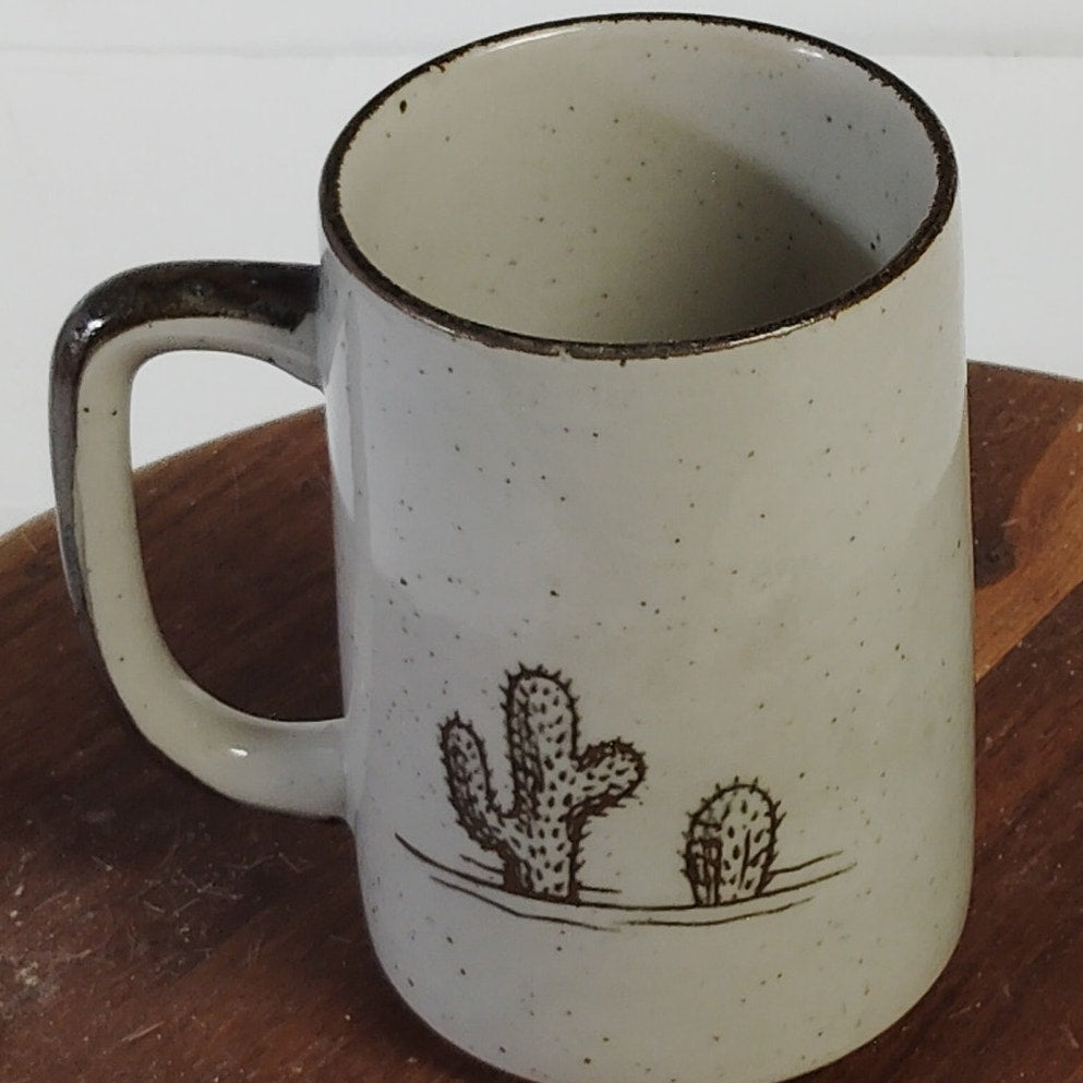 Otagiri Japan Mug Roadrunner & Cactus Design Vintage 70s Stoneware
