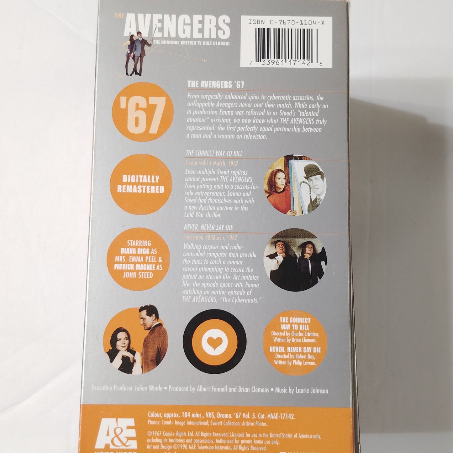 Avengers ’67 VHS Set 2 Vols 4‑6 1998 A&E Diana Rigg Remastered