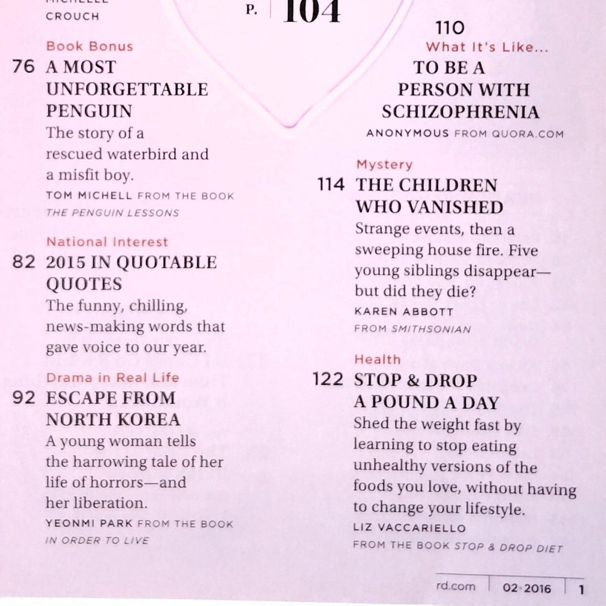 Reader's Digest February 2016 Back Issue Vol 187 No 1117 Hospital Secrets