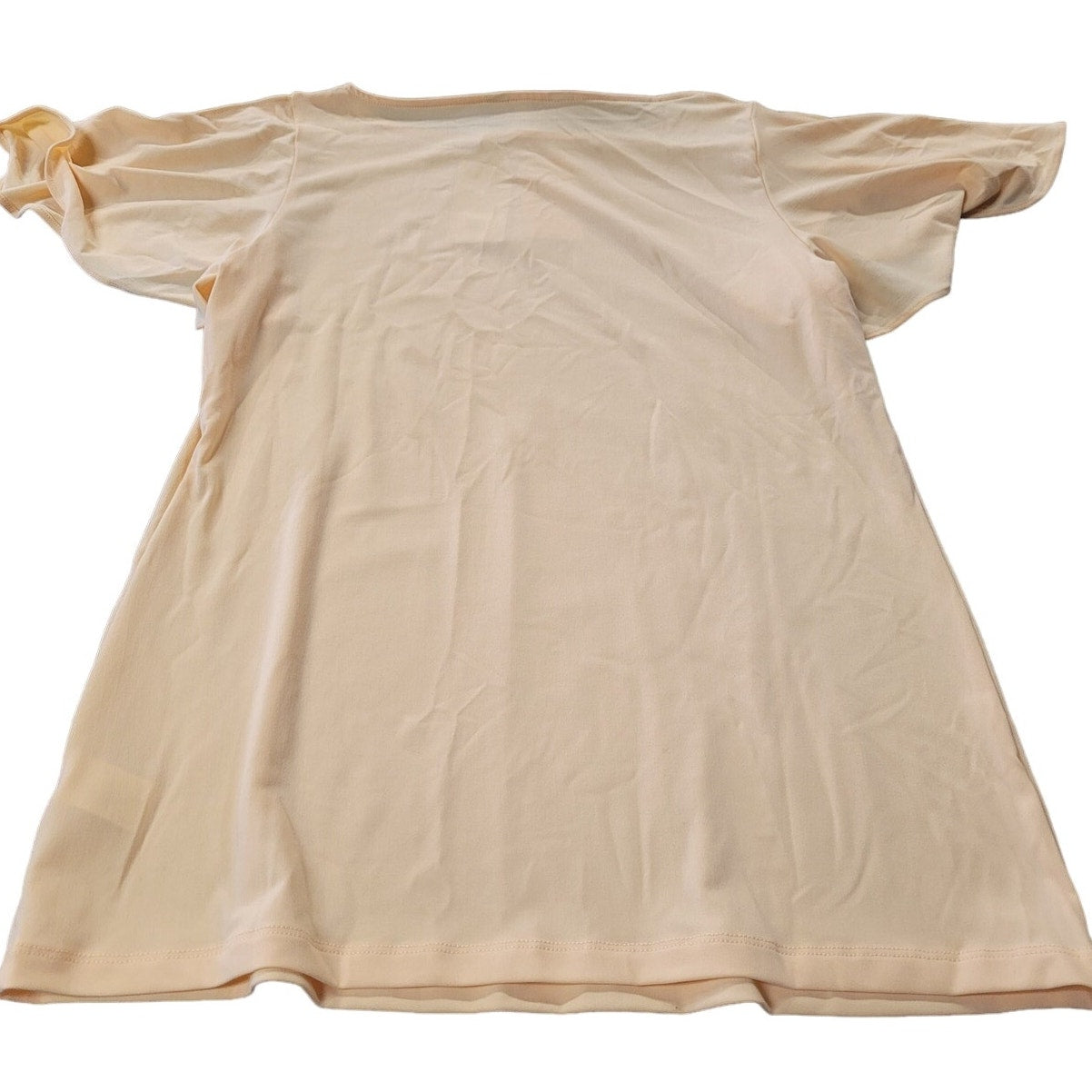 Liz Claiborne Round Neck Short Flutter Sleeve Blouse, Apricot Sherbet, SM (4-6)