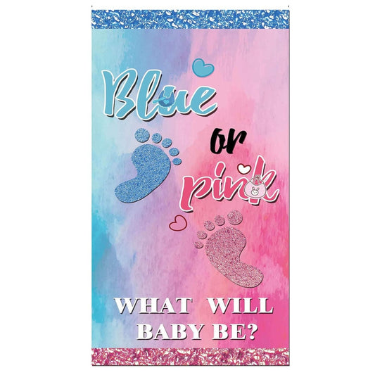 Gender Reveal Pink or Blue Banner 72.8" × 35.4" Baby Shower Party Decor