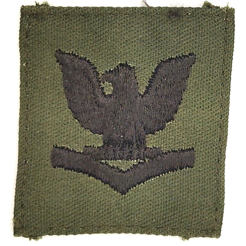 US Navy PO3 E‑4 Rank Patch Subdued ODG 1‑3/4" × 1‑3/4" TE Left‑Facing Vintage