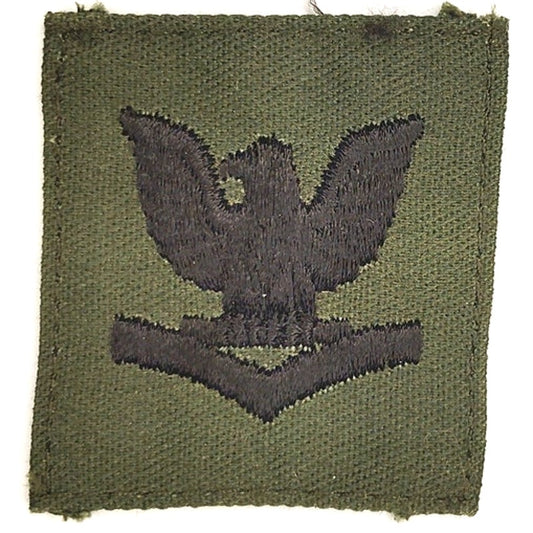 US Navy PO3 E‑4 Rank Patch Subdued ODG 1‑3/4" × 1‑3/4" TE Left‑Facing Vintage