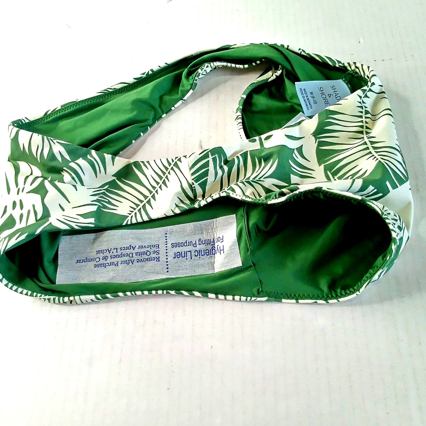 Reversible Shade & Shore MD. Reversible Palm Print High‑Leg Bikini Bottom Green