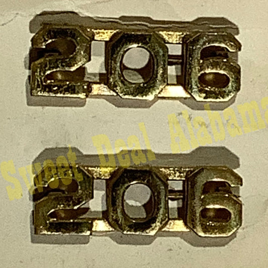 Early/Mid 1900s Brass C-Clasp "206" Collar Devices 3/8"H Hat / Lapel Pins Set