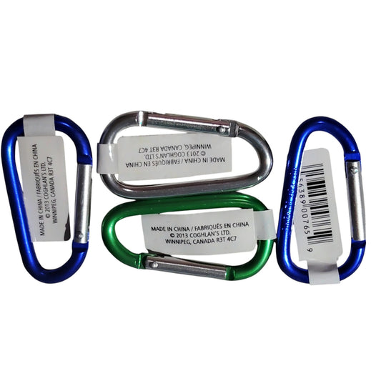 Coghlan’s 4-Pack 8mm Mini Carabiners 1 Silver, 1 Green, 2 Blue -Not for Climbing
