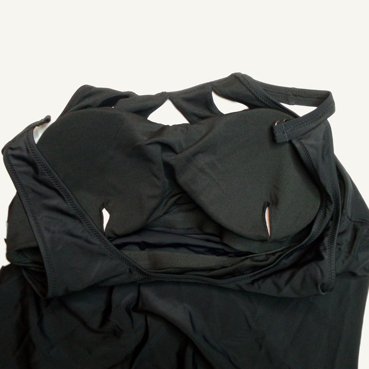 Black Halter Bikini Top with Padded Cups - Size L - Polyester/Spandex Blend