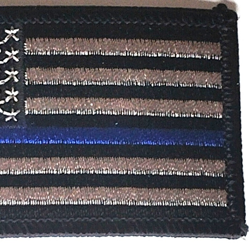 Thin Blue Line US Flag Patch Law Enforcement Support Sew-On 3-3/8" x 1-7/8"