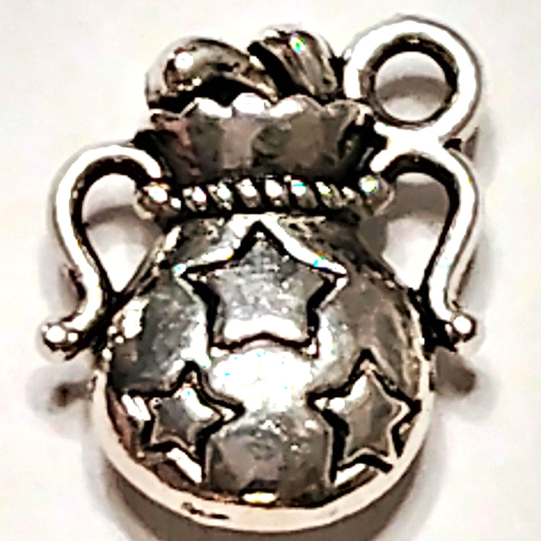 Aquarius Zodiac Charm Patinated Silver‑Tone Metal Water Bearer 1/2" Pendant