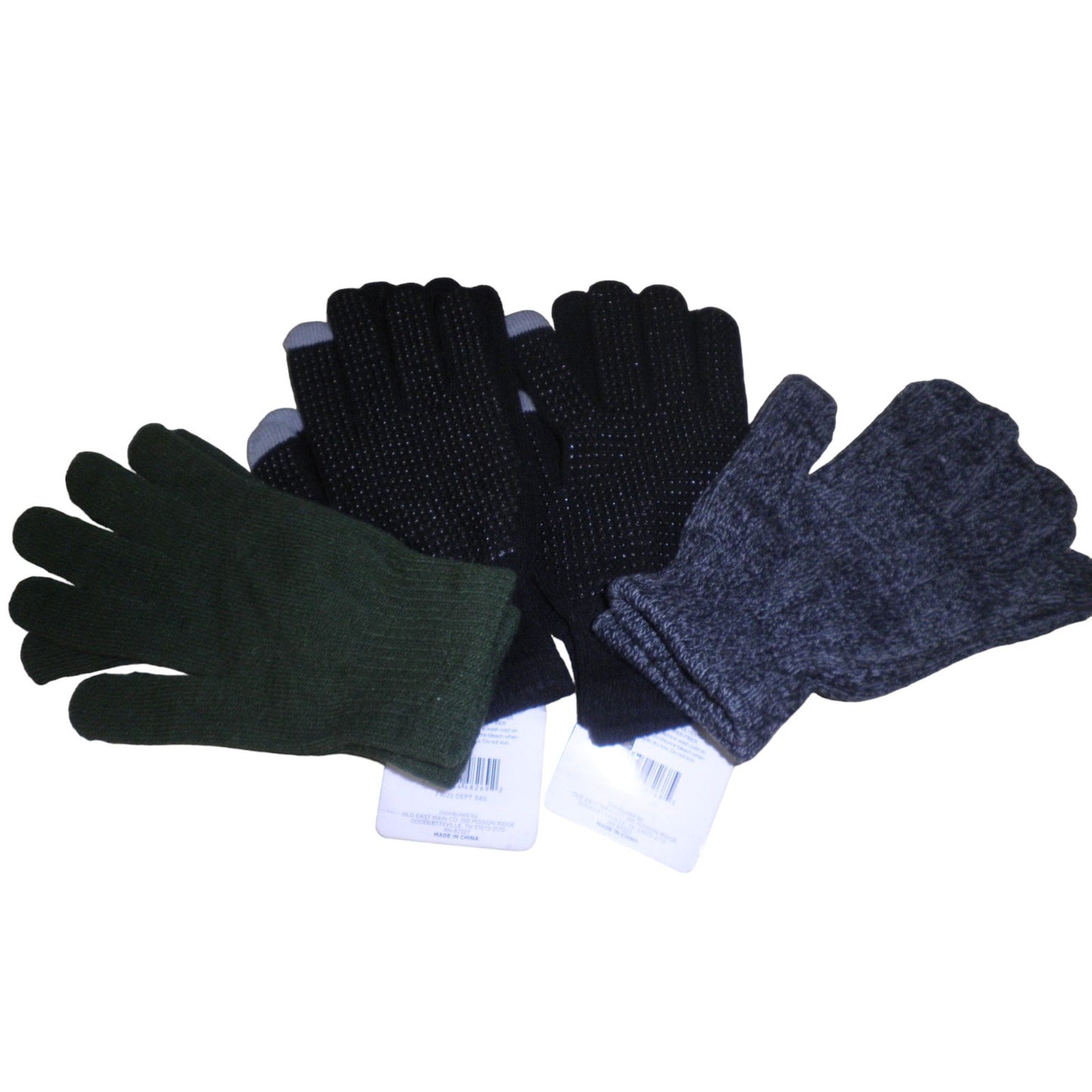 Mens Mission Ridge 4-pack Knitted Gloves, 2 Gripper Palm Gloves and 2 Regular.