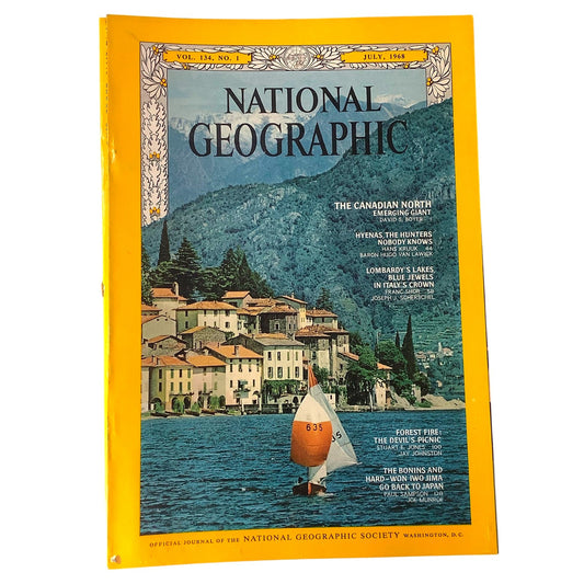 National Geographic Magazine July 1968 Canada, Hyenas, Iwo Jima, Lombardy Lakes