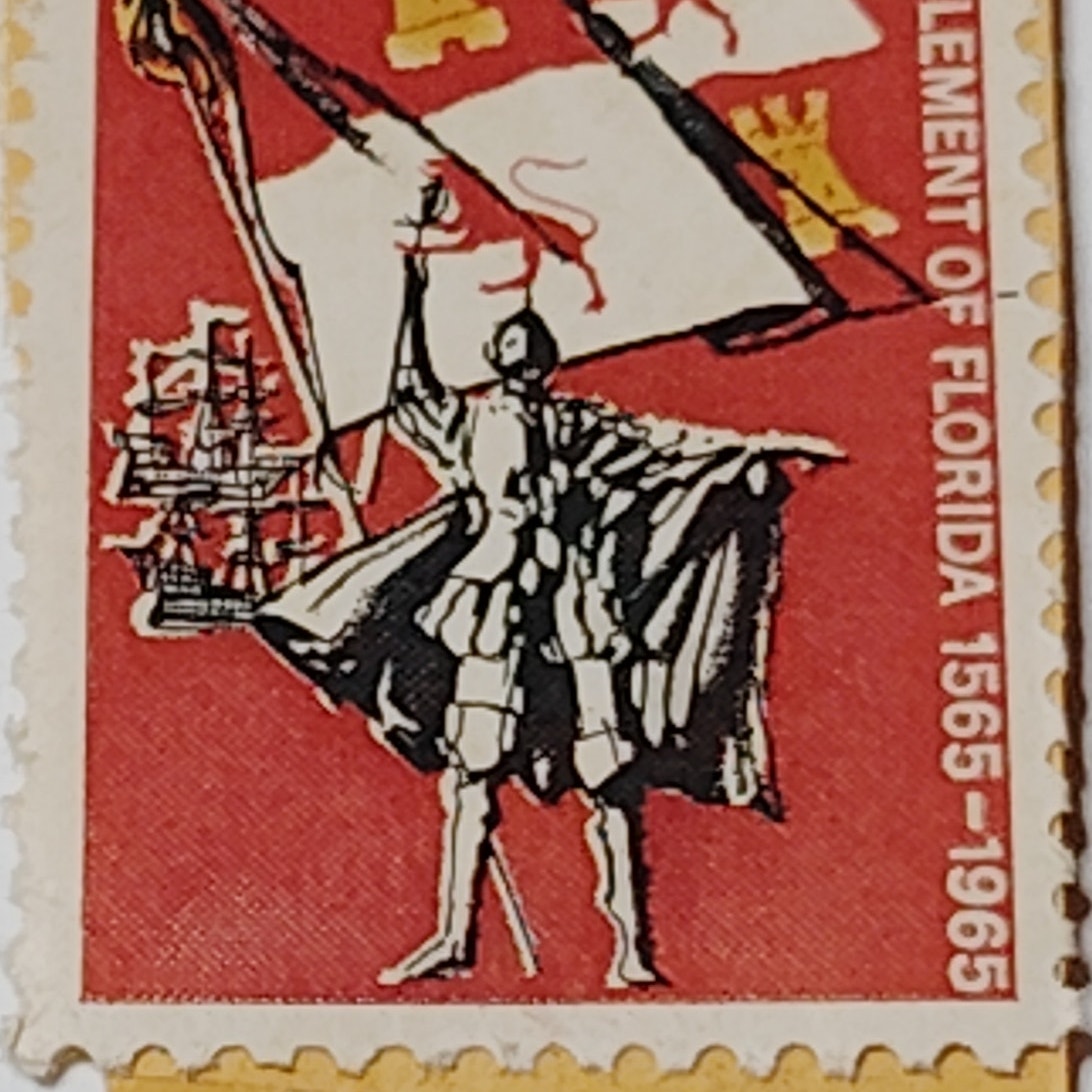 1965 US Postage Stamp Settlement of Florida 5 Cent Scott #1271 Red White