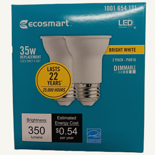 EcoSmart 35W Equivalent PAR16 Dimmable LED Flood Bulb 2-Pack Bright White E26