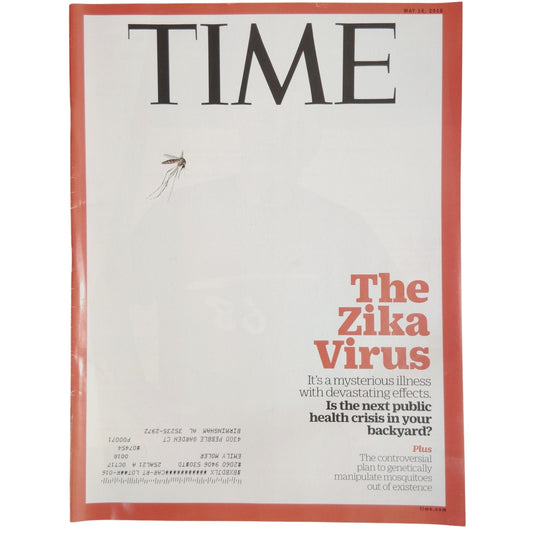 Time Magazine May 16 2016 The Zika Virus Cover Story Collectible Back Issue