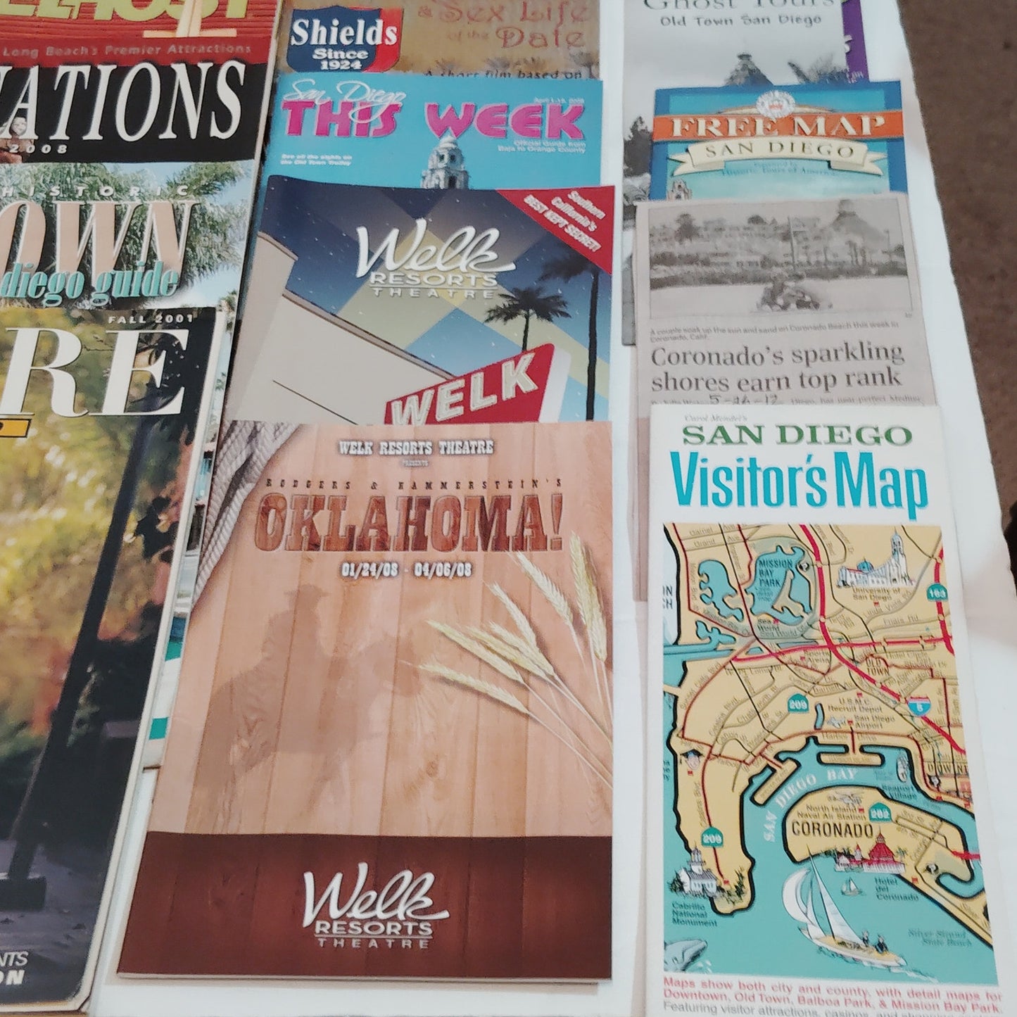 Vintage San Diego & Southern California Travel Ephemera Lot - Maps, Guides, Ads