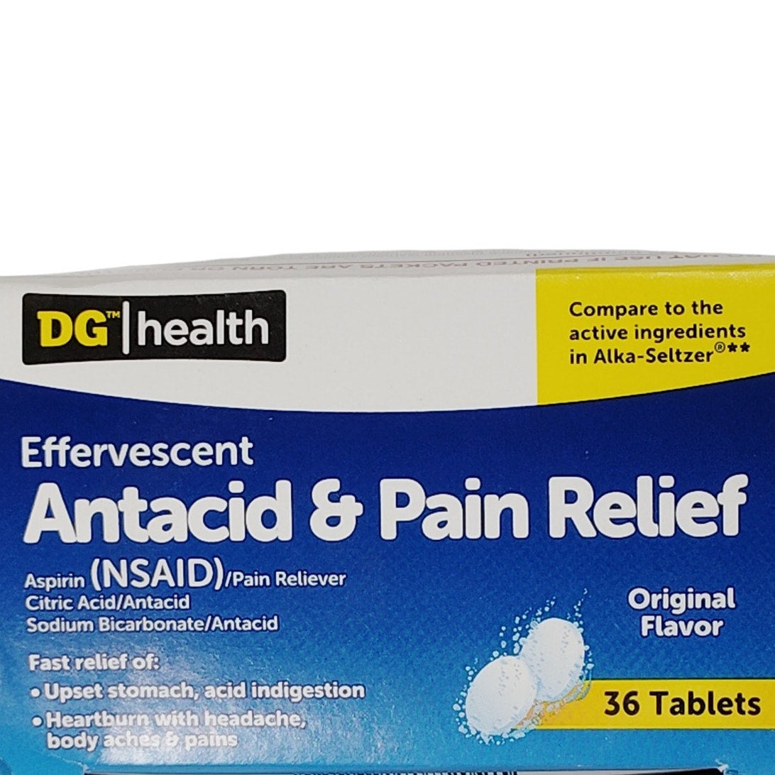 DG Health Antacid & Pain Relief – 36 Tablets – Original Flavor – Exp. 12/2025