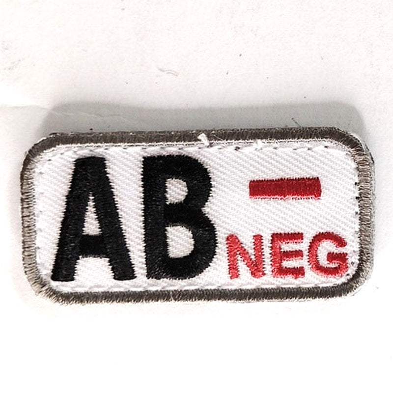 AB‑ NEG Blood Type Tactical Patch Subdued Blk/Red on White 2‑1/8" × 1" Hook Back
