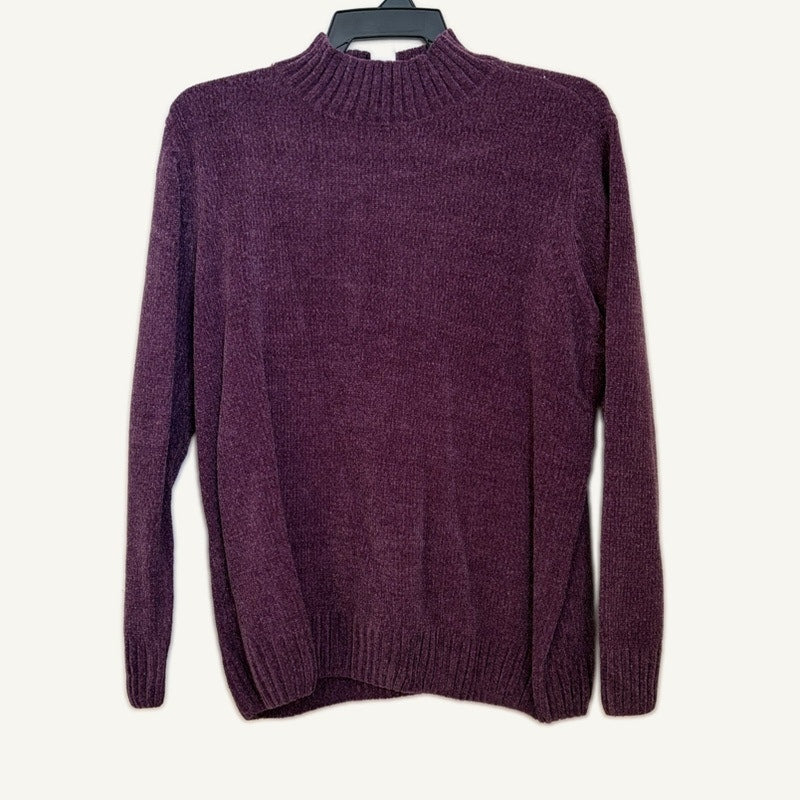 Blair Women's Purple Chenille Mock Neck Sweater - Size L