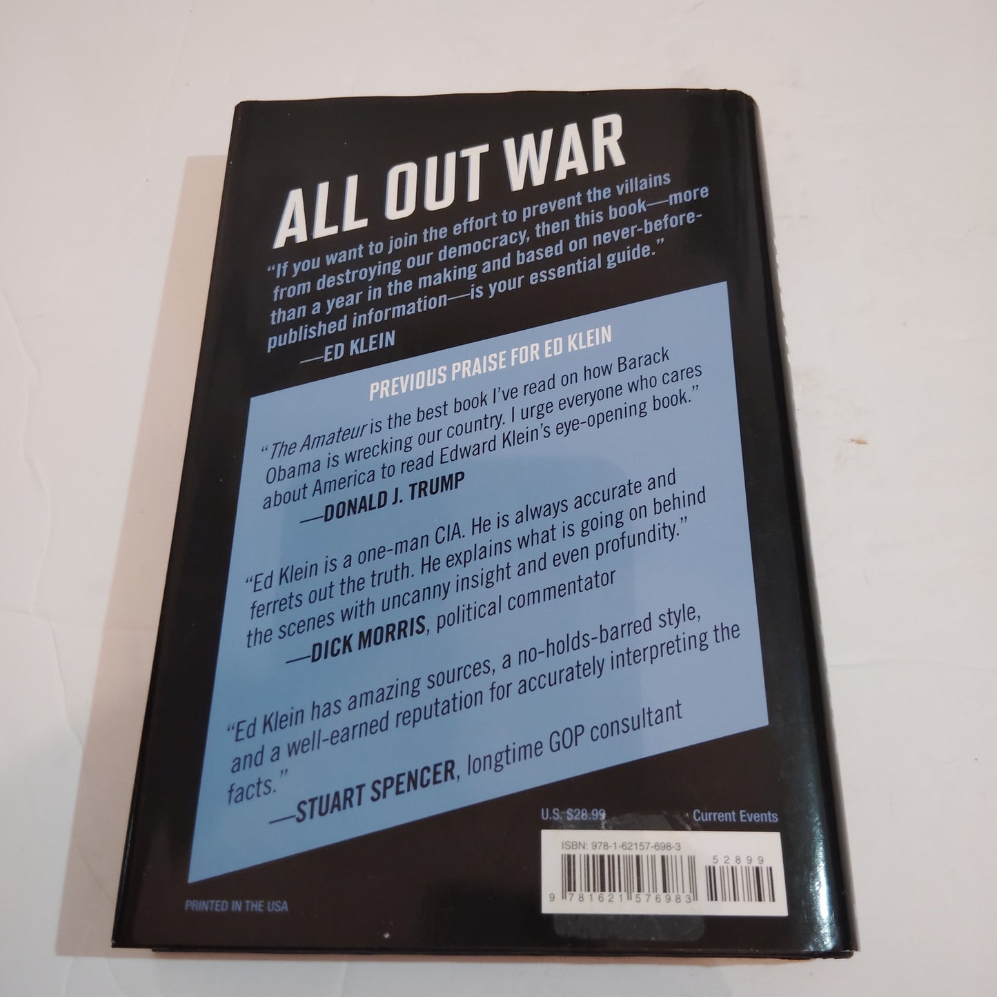 All Out War 2017 Edward Klein Hardcover LN Anti Trump Plot First Ed Date Noted