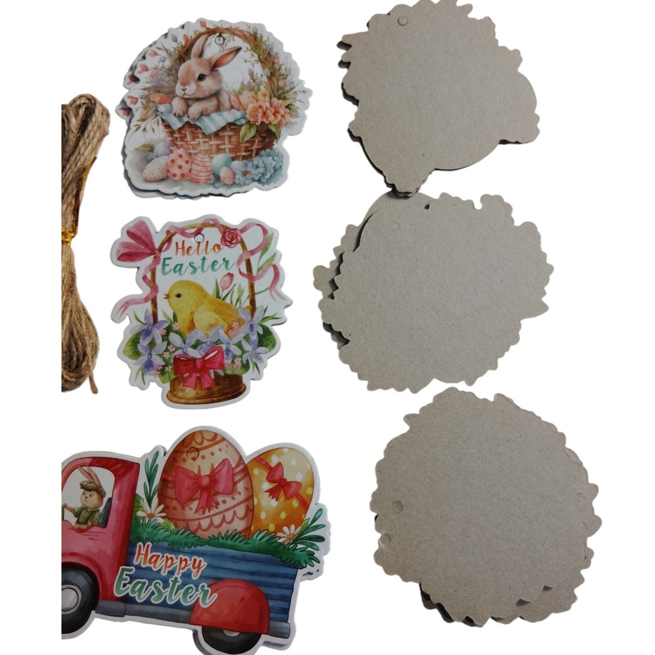 Easter Hanging Ornaments – 24PCS Set, 3-5" – 12 Designs, Bunnies, Eggs, Floral