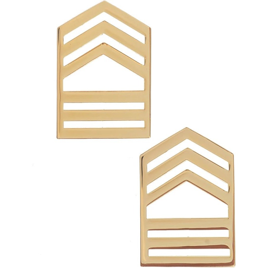 U.S. Army ROTC Master Sergeant (C/MSG) Collar Devices, Gold Finish 1.19" × 0.75"