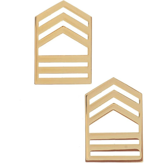 U.S. Army ROTC Master Sergeant (C/MSG) Collar Devices, Gold Finish 1.19" × 0.75"