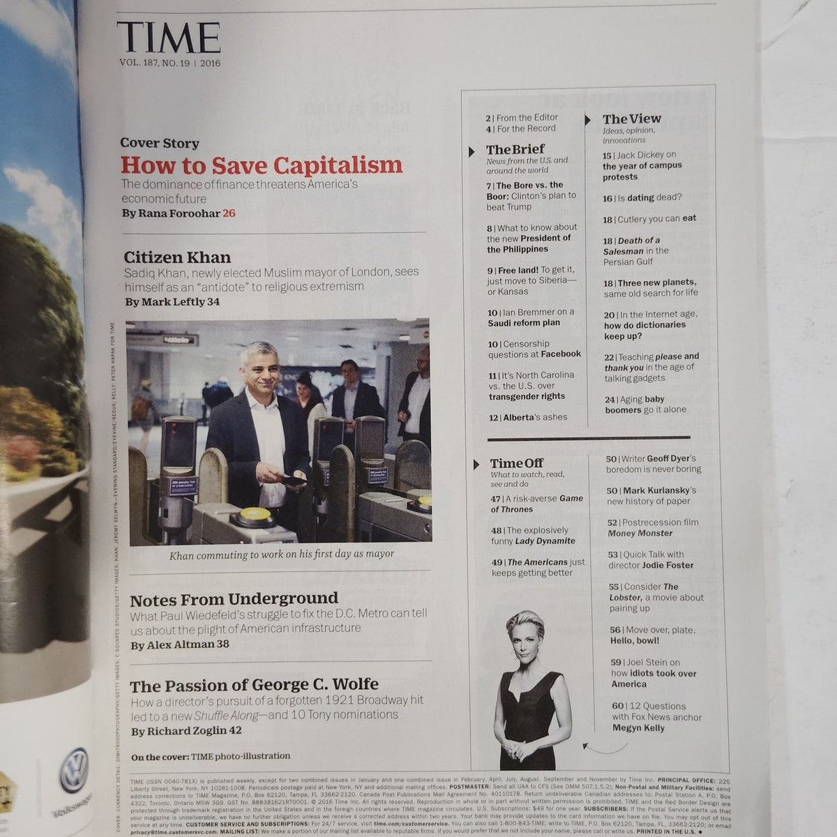 Time Magazine May 23 2016 How to Save Capitalism, Megyn Kelly, Back Issue