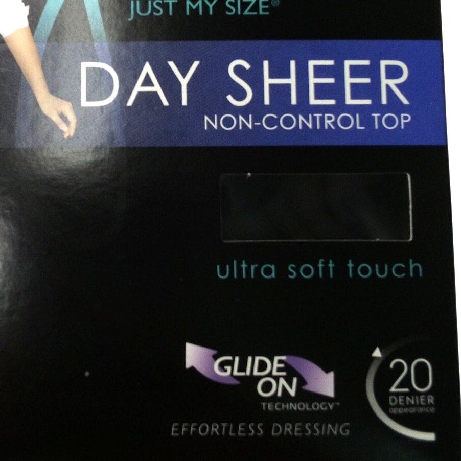 Just My Size JMS Day Sheer Non-Control Top Pantyhose Jet Black 4X 2 Pair
