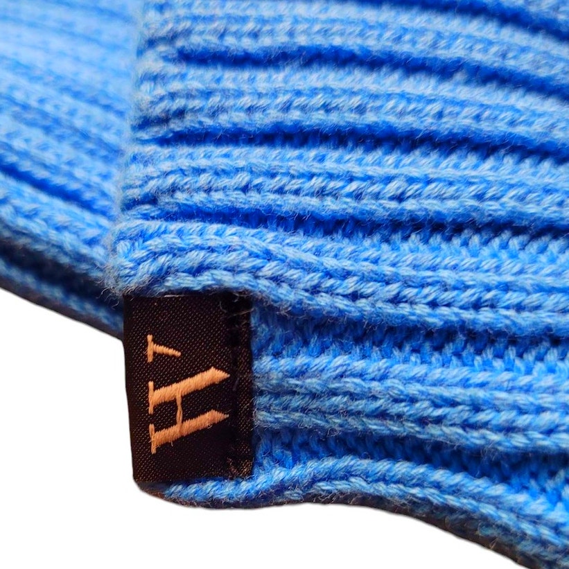 Houston White Cotton Adult Beanie, One Size Fits All - Blue