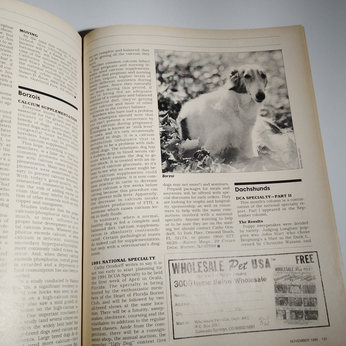 AKC Gazette Nov 1990 Pure-Bred Dogs Magazine - Fawn Pug Cover Vintage
