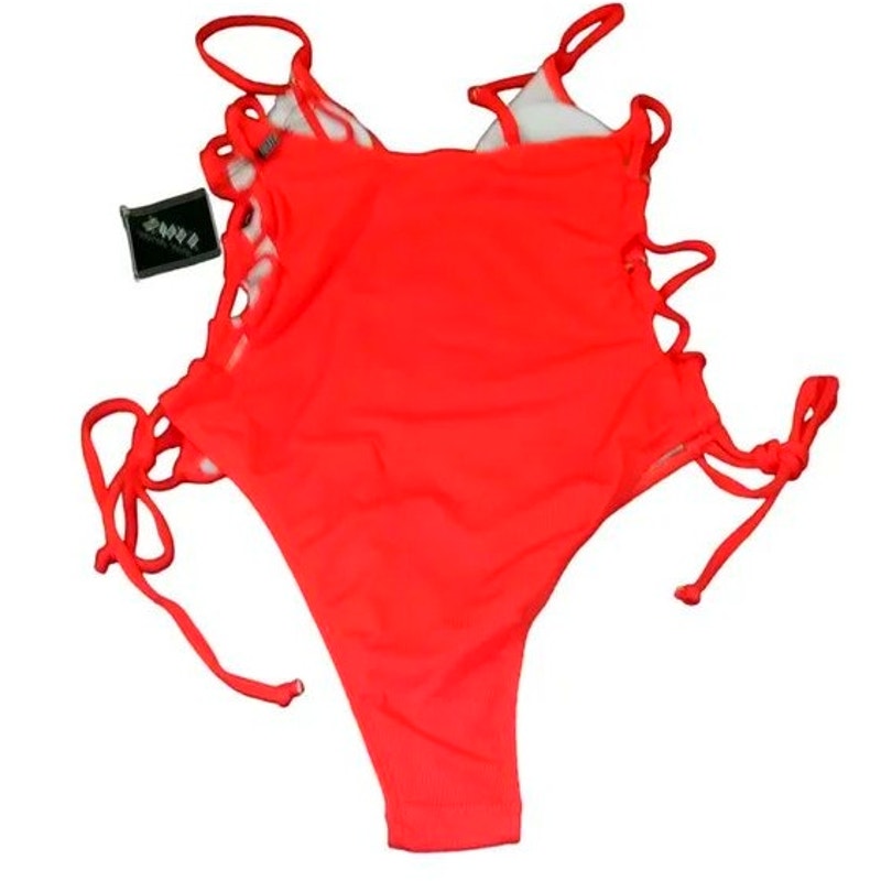 ZAFUL Cut Out String Bathing Suit Sexy Monokini V Neck Tummy Control - Small (4)