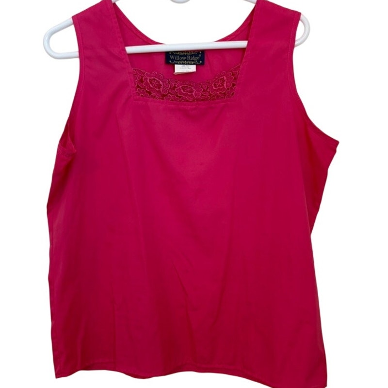 Willow Ridge Women's Pink Raspberry Lace Neck Tank Top Size Large