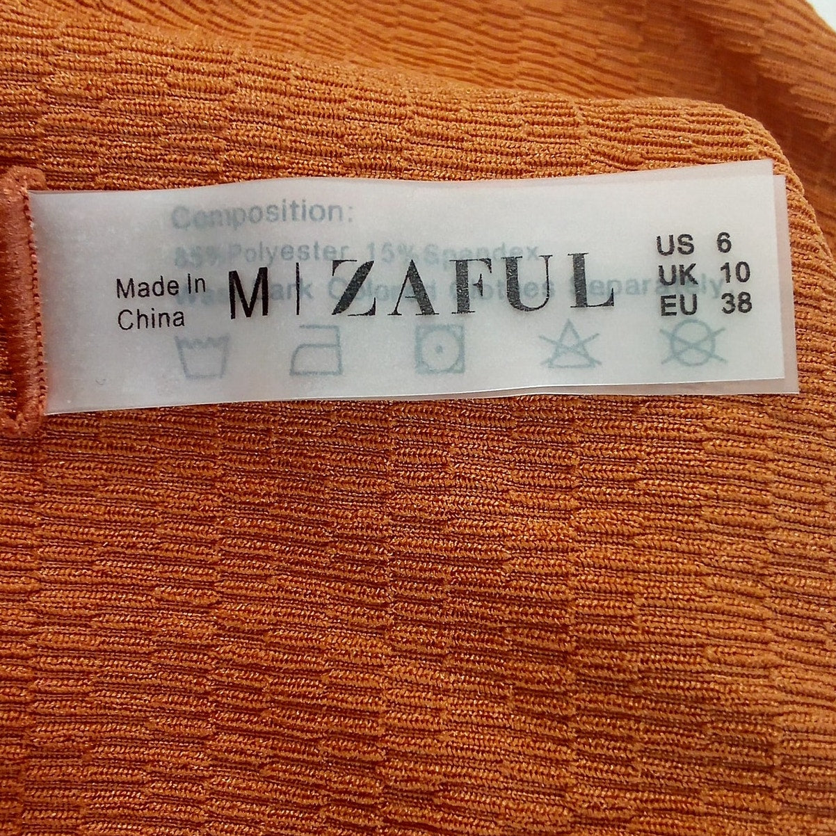 Zaful Burnt Orange Textured Bikini Bottoms Women’s Medium (US 6) Swimwear