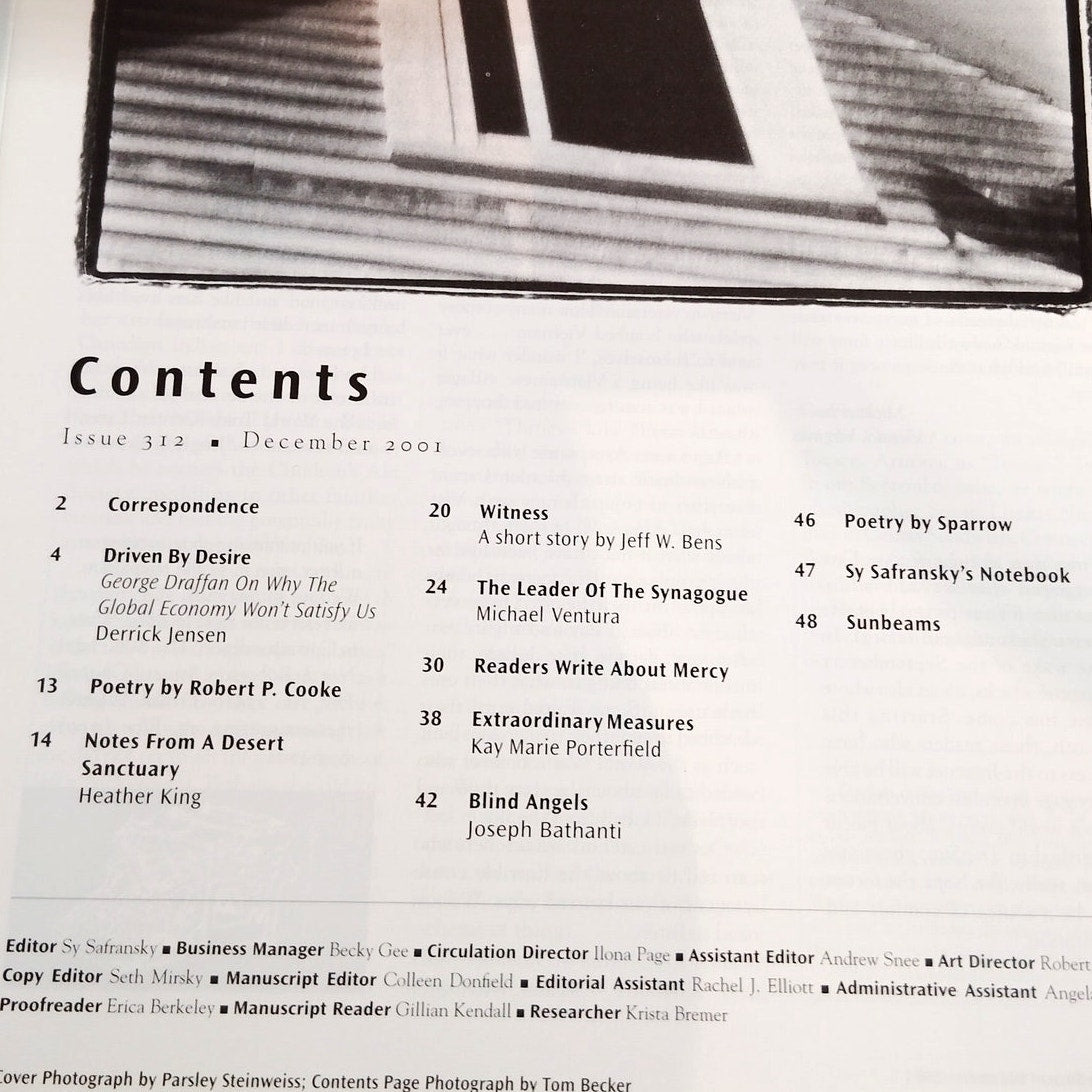 The Sun Magazine - December 2001, Issue 312 - Vintage Literary Journal