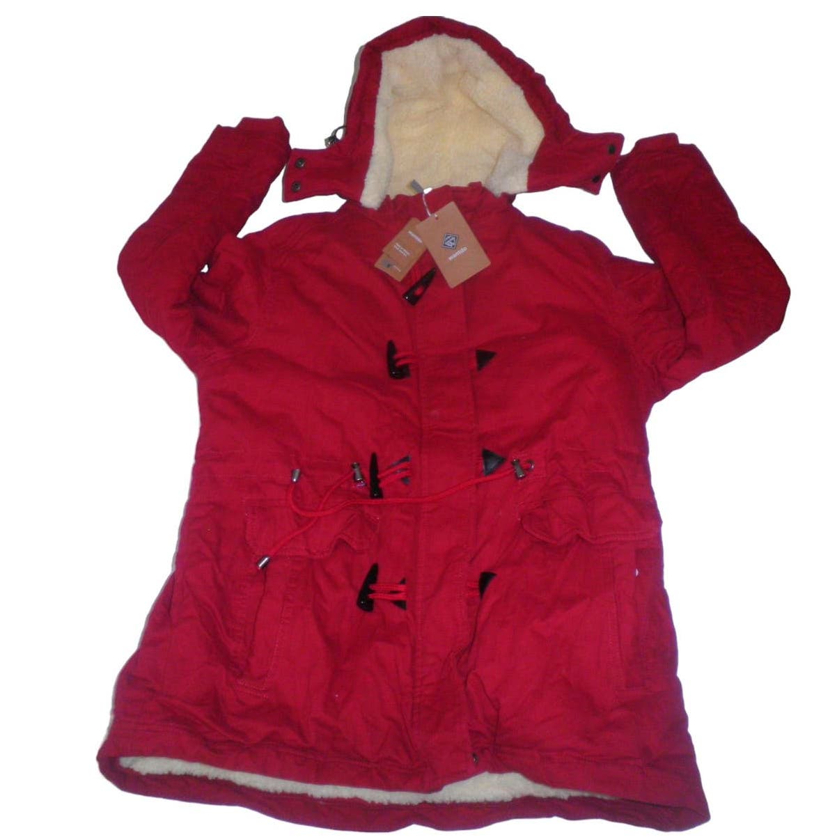 Womens Winter Military Cotton Jacket Hooded Outwear Coat Claret, MD, 100% Cotton