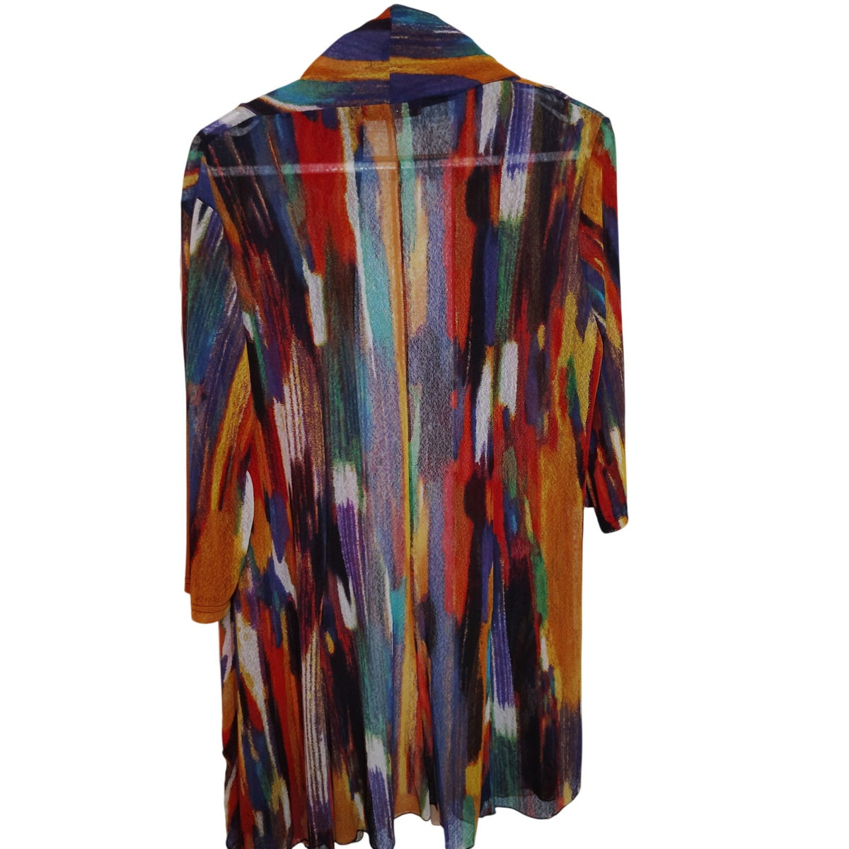 Creation Womens XL Open Front Cardigan Duster Kimono Jacket Multicolor Sheer 37"