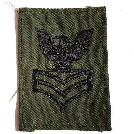 US Navy Petty Officer First Class PO1 E‑6 Patch ODG Black TE 2‑3/8" × 1‑3/4"