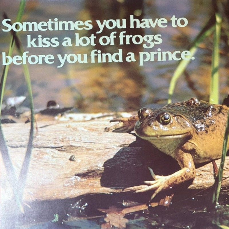 VTG 1970s Frog Poster: "Sometimes You Have to Kiss a Lot of Frogs" 16x20 Decor