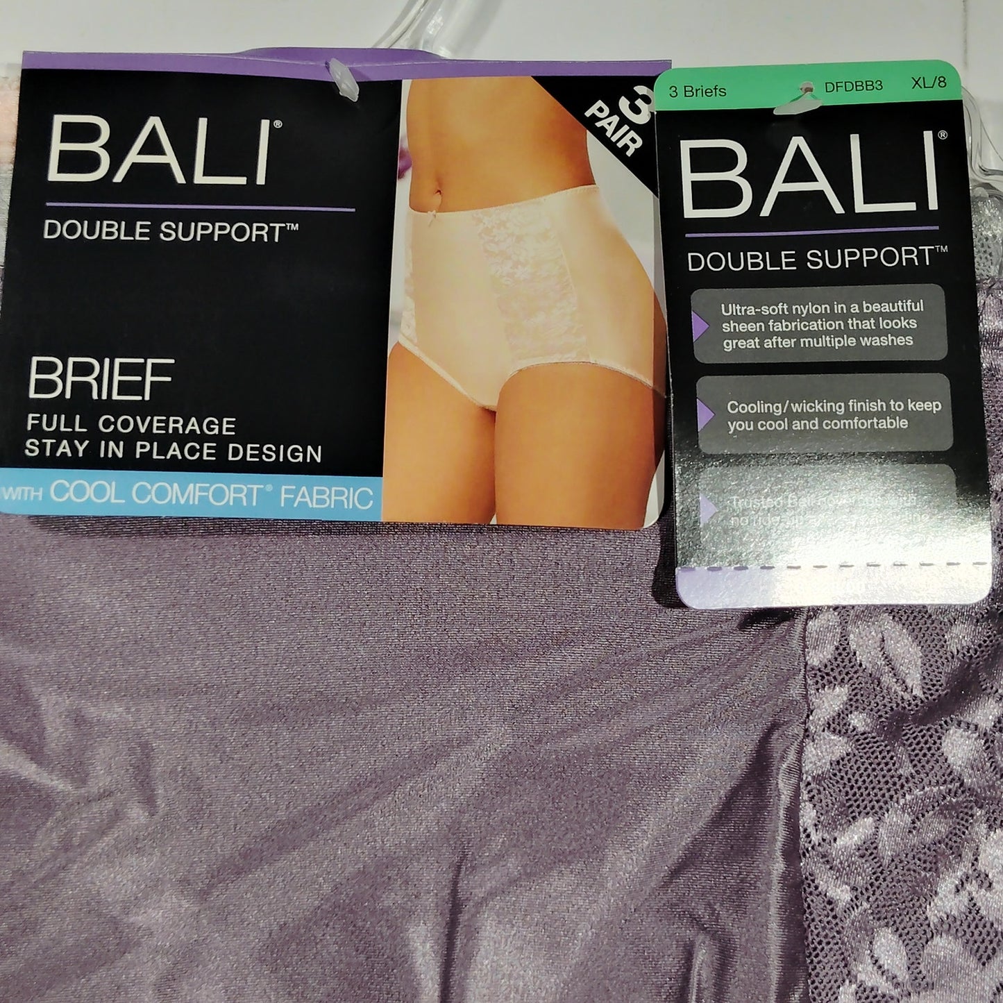 Bali Double Support Brief Panty Set – 3 Pack – Size 8/XL – Women’s
