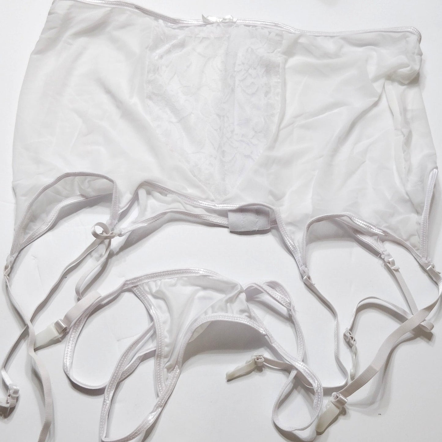 White Garter Belt and Panty Set XXXL 95% Poly 5% Spandex NEW