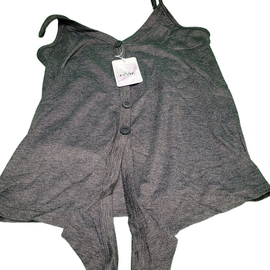 IVVIC Women's Shirt, Button Down Tank Top, Sleeveless Tie-Front Blouse, Gray, SM