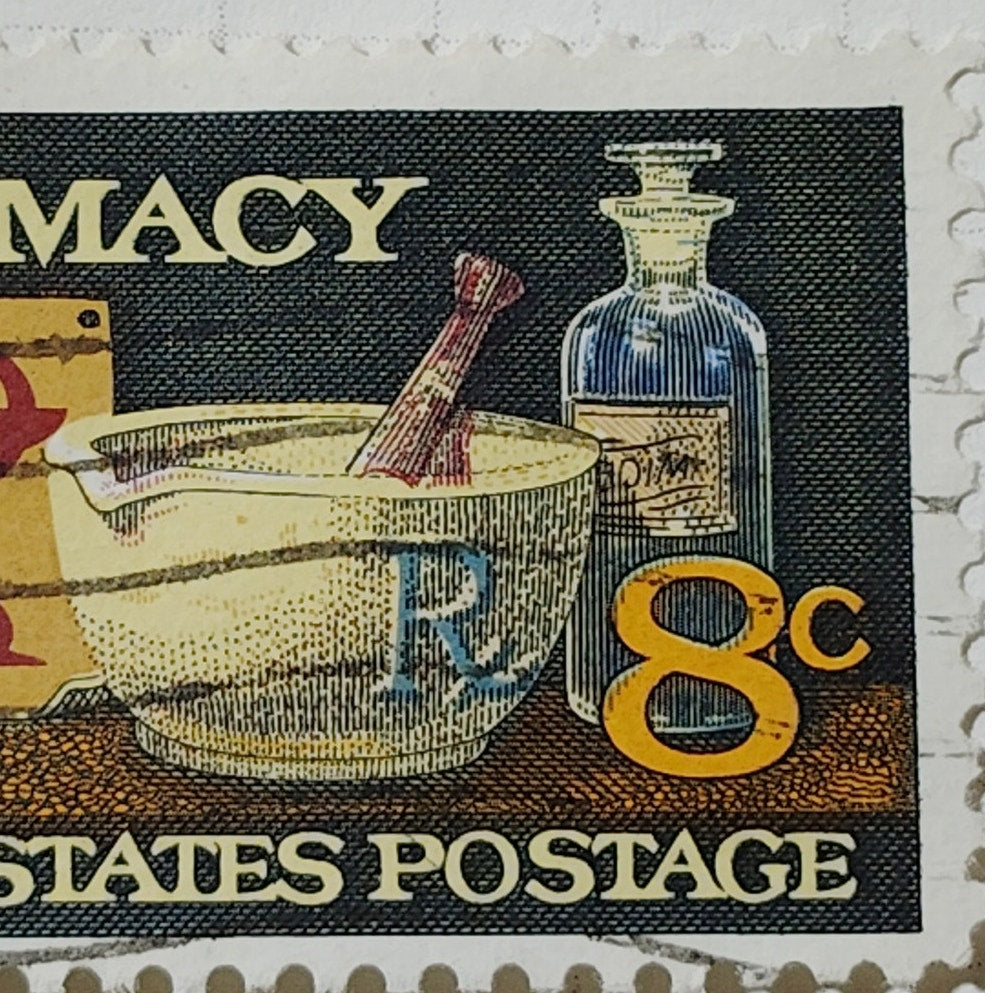 1972 US 8c Pharmacy Anniversary Stamp #1473 Used Cancelled Apothecary